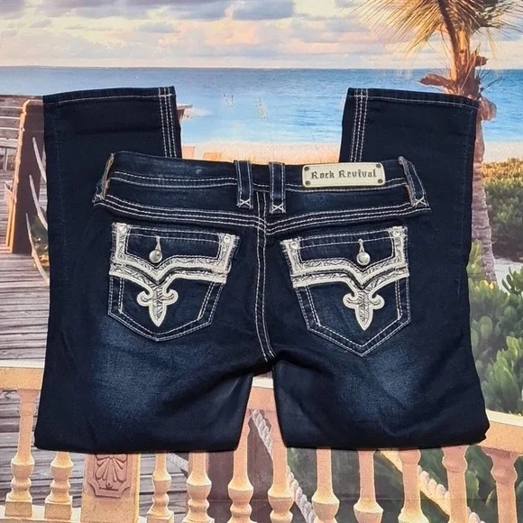 Rock‎ Revival Blue Jeans Crop Betty Size 26 - Picture 8 of 8